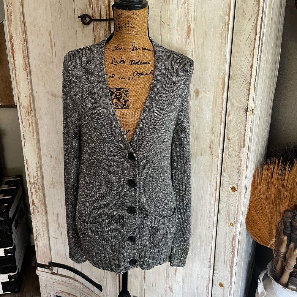 J. Crew metallic silver gray cardigan